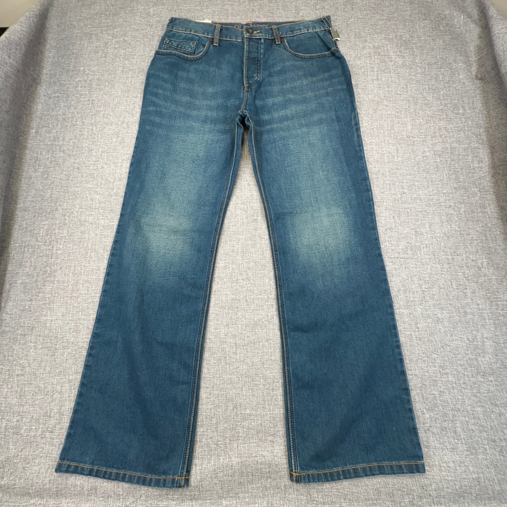 Vintage Old Navy Boot-Cut Jeans Mens 33x32 Blue Denim Cotton Button Fly Y2K NEW